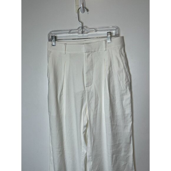 Jenni Kayne Riley Linen Blend Pleated Front Relaxed Fit Trouser Pants White Sz 4 - Picture 5 of 13